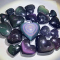 Good Flashy Heart Shaped Rainbow Obsidian Heart Natural Hand Carved Polished Healing Rainbow Obsidian Crystal Stone Heart