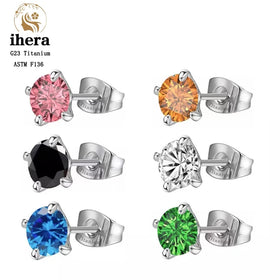 1 Pair ASTM F136 Titanium Piercing Stud Earrings Simple Crystal Zircon 20G 3/4 /5MM Women Ear Cartilage Tragus Piercing Jewelry