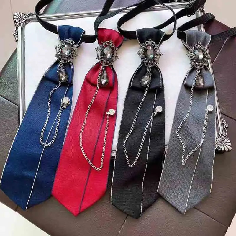 Women's Fashionable Small Personalised Chain Bow Tie Accessory Striped Breathable Adjustable Strap Made Durable Polyester for