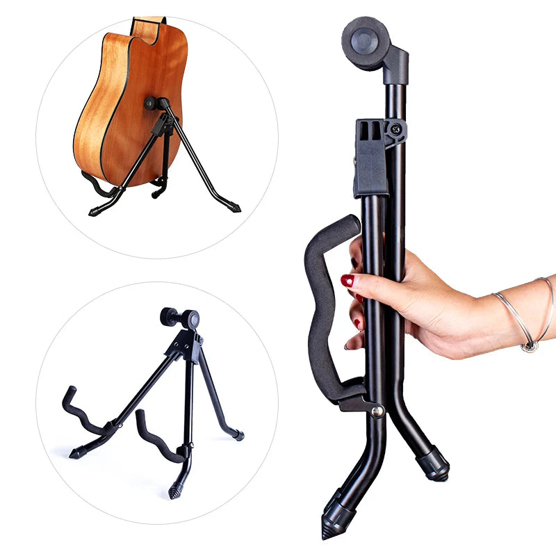 GS033 Yinyu DDP RTS Compact Portable Guitar Stand with Protective EVA Holder for Guitarists Travel Gig Storage