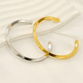 Non Tarnish Fashion Twist Waterproof Open Bracelet Bangle Stackable Real 18K Gold Plated Cuff Stainless Steel Bracelet for Women