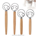 Baking Auxiliary Tool Stainless Steel Manual Mixer Single Double Circle Dough Whisk with Wood Handle Eco-Friendly Ruizhifa