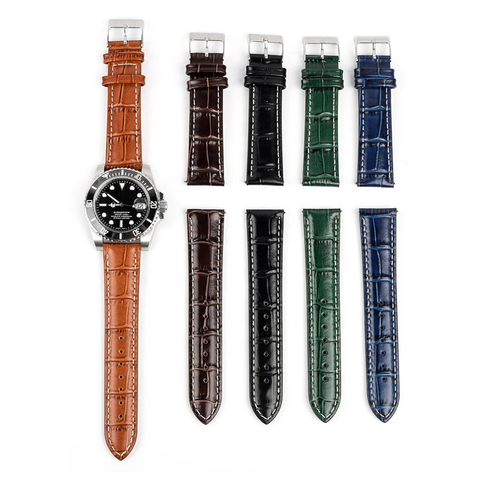 Factory Direct Selling Leather Watch Band 20mm Multi Colors Soft and Durable Watch Accessories