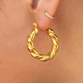 2024 Dazan New 18k Gold Plated Water Resistant Tarnish Free Unique Stainless Steel 2.5MM Twisted Earrings for Women for Party