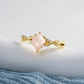Handmade Jewelry Luxury Kite Cut Natural Rose Quartz Diamond Wedding Engagement Rings 925 Silver Ring