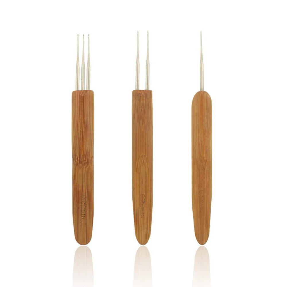 Bamboo Handle Single Double Triple Hook Braid Crochet Needle Braid Knitting Tool Bamboo Crochet Needle