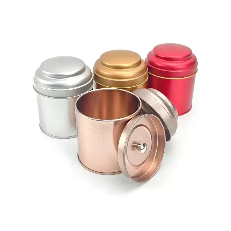 75*90mm Factory Wholesale Tea Tins for Loose Tea Round Shape Double Lids Seamless Coffee Tea Metal Tin Box