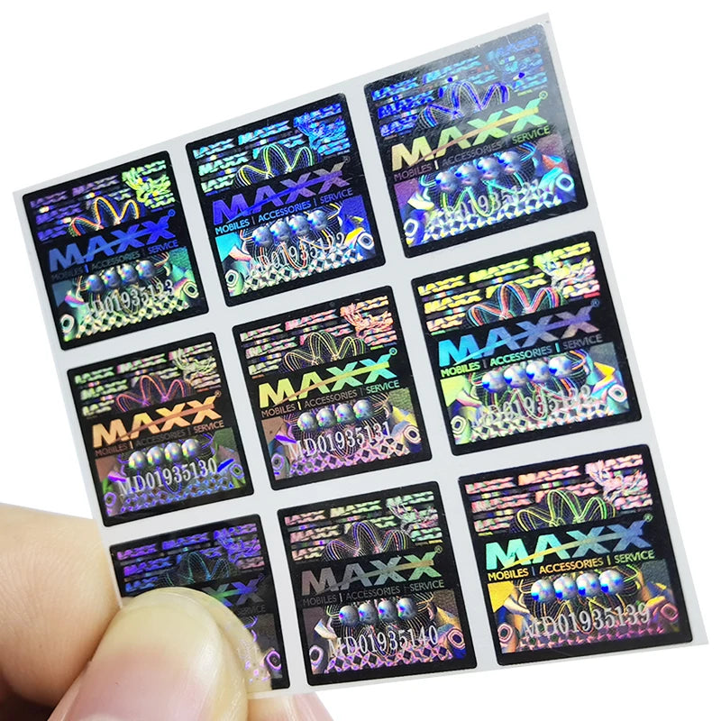 Custom Logo 3D Blue Holographic Label Sticker PET Security Asset Ticket Paper for Cosmetics Drugs for Condoms Eye Drops Printing