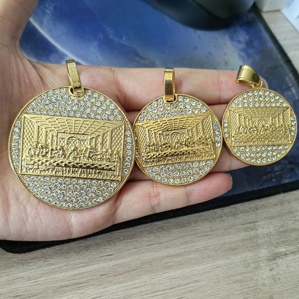SN271 3 Sizes Stainless Steel Last Supper Pendant Necklace Hip Hop Jewelry