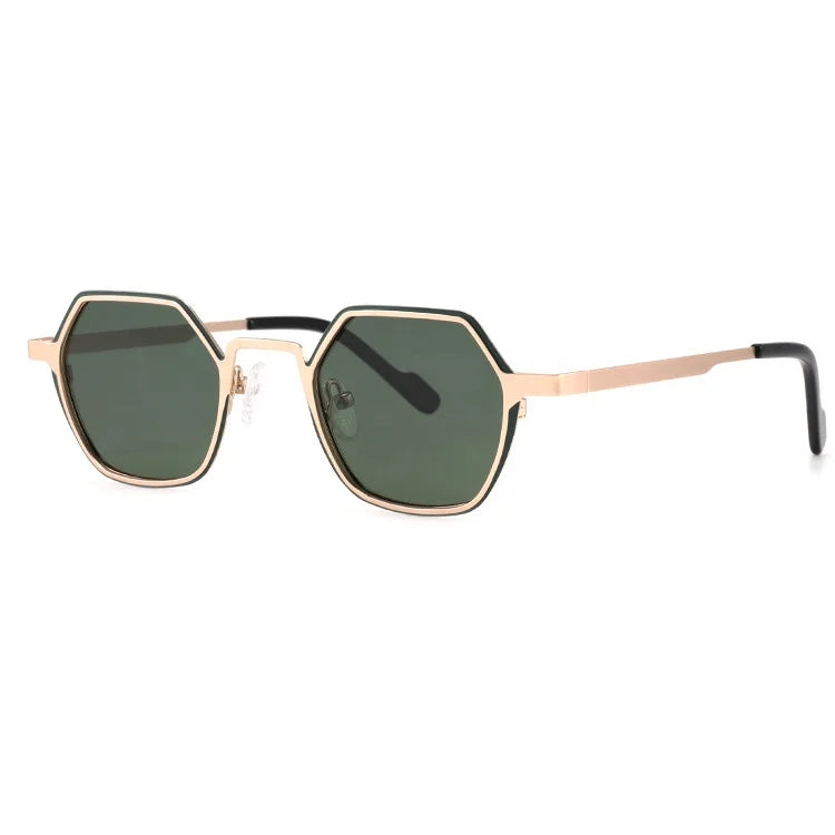 Small Size Hexagon Alloy Frame Gold UV400 TAC Lenses Polarized Sunglasses Trendy Unisex Custom Logo Designer