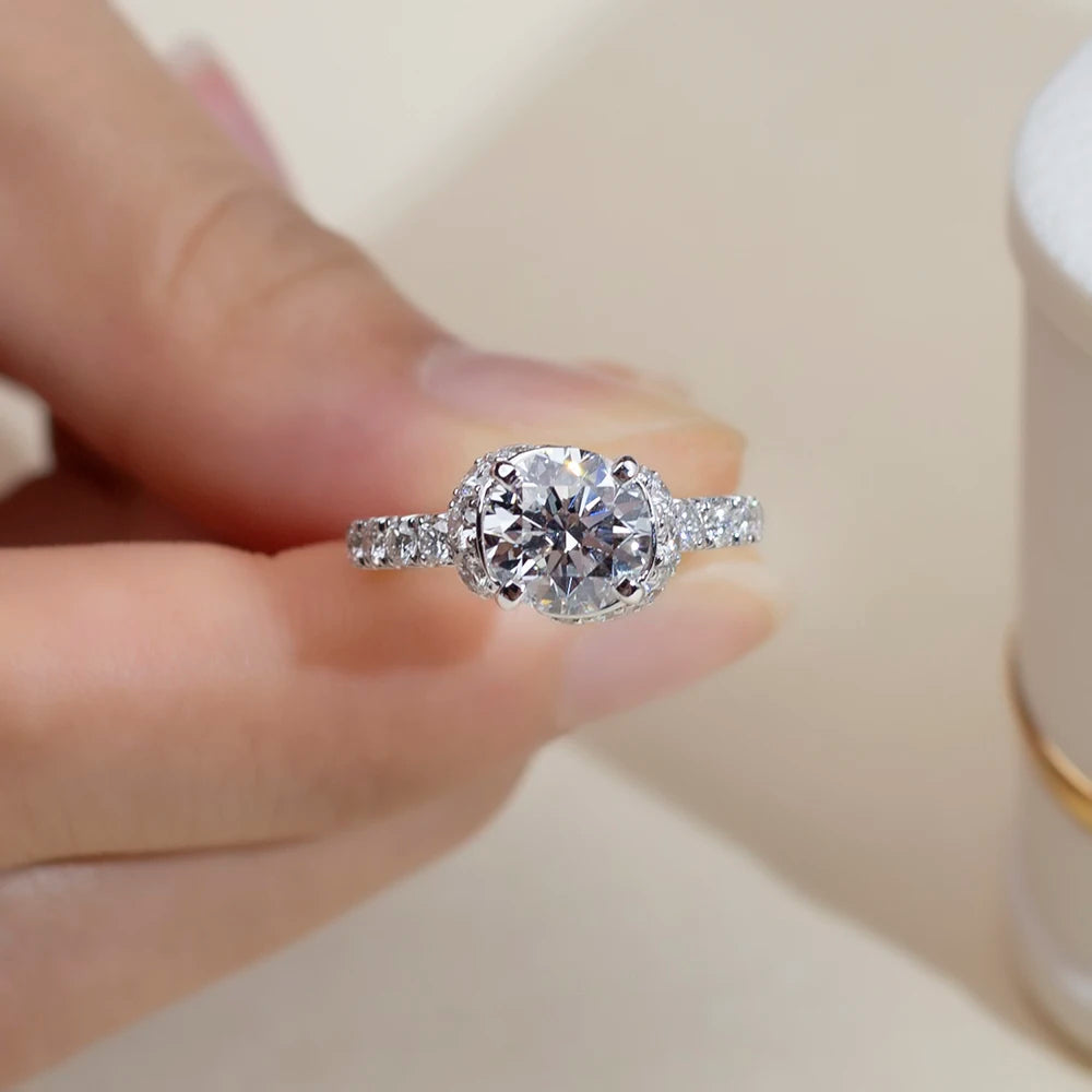 MSR-1660 Customized Jewelry 18K Gold Fashion 1.5ct D VS1 Round Lab Grown Diamond Ring