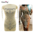 New Product Chest Sequin Big Crystal Flower Stripe Crystal Rhinestones Applique WDP-370