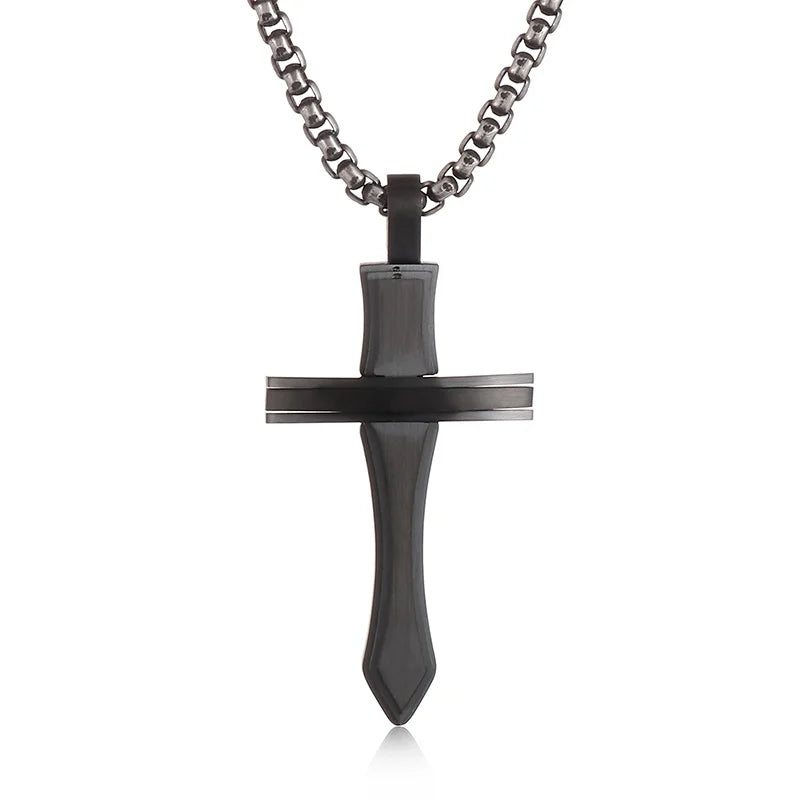 Kalen Fashion Unisex Stainless Steel Gold/Black/Silver Cross-shape Sword Pendants