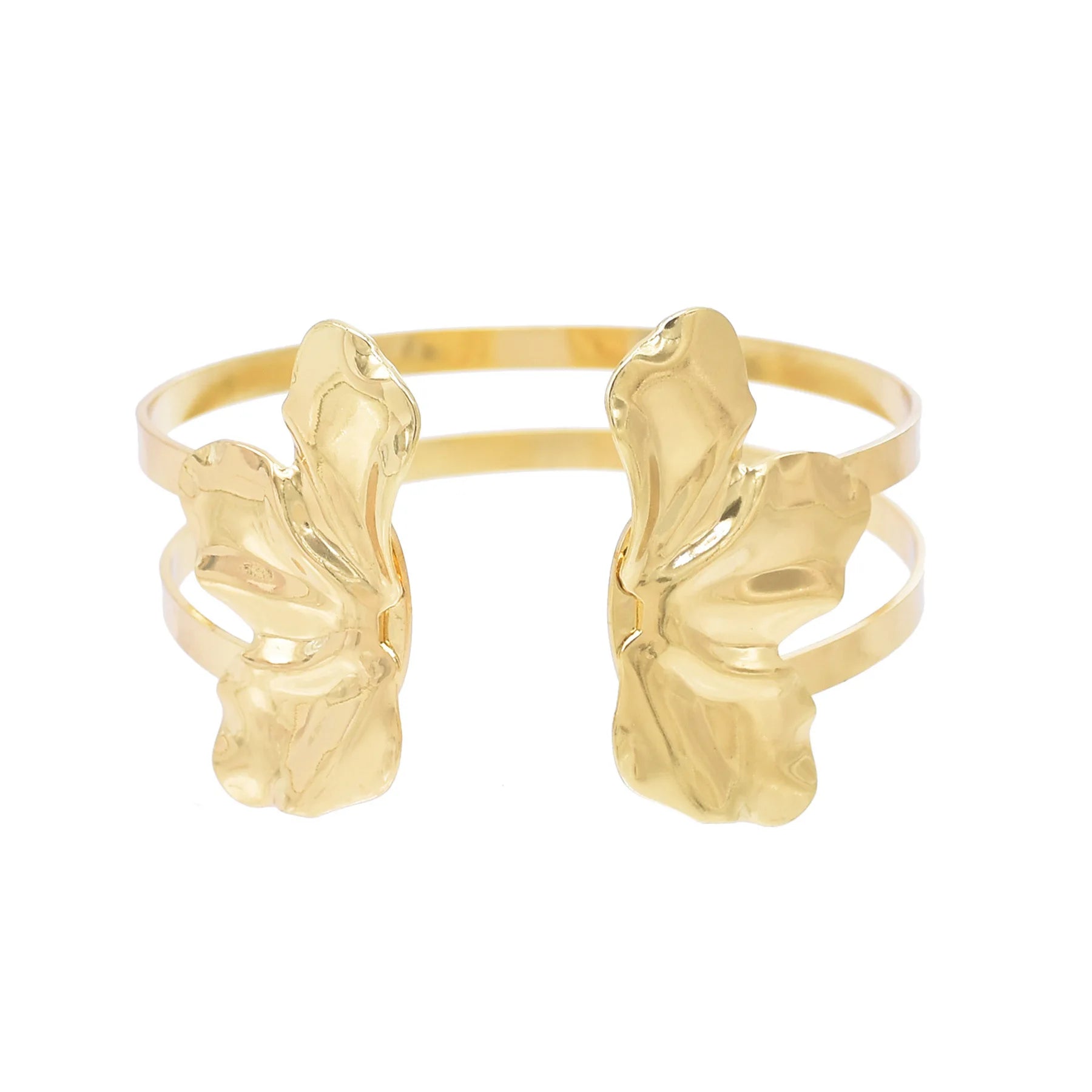 Gold  Plated Luxury Opened Flowers Open Bangle Cuff Wedding Bracelet for Women