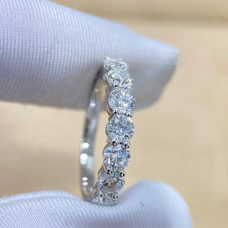 Lab-grown Diamonds Cultivated Diamonds 7 Diamonds 1.2ctw 14k Gold Half Eternity Ring for Engagement Wedding