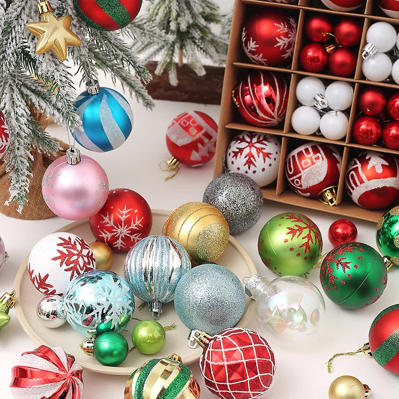 Y-S004 2022 Christmas Decoration Supplies Xmas Ornament 42 Pieces 3-6cm Christmas Balls Christmas Decorations
