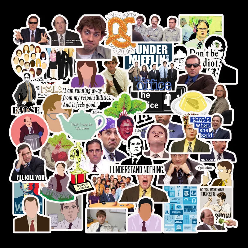50Pcs US TV the Office Graffiti Stickers Suitcase Skateboard Guitar Decorative Stickers DIY Waterproof Gift Sticker for Kids