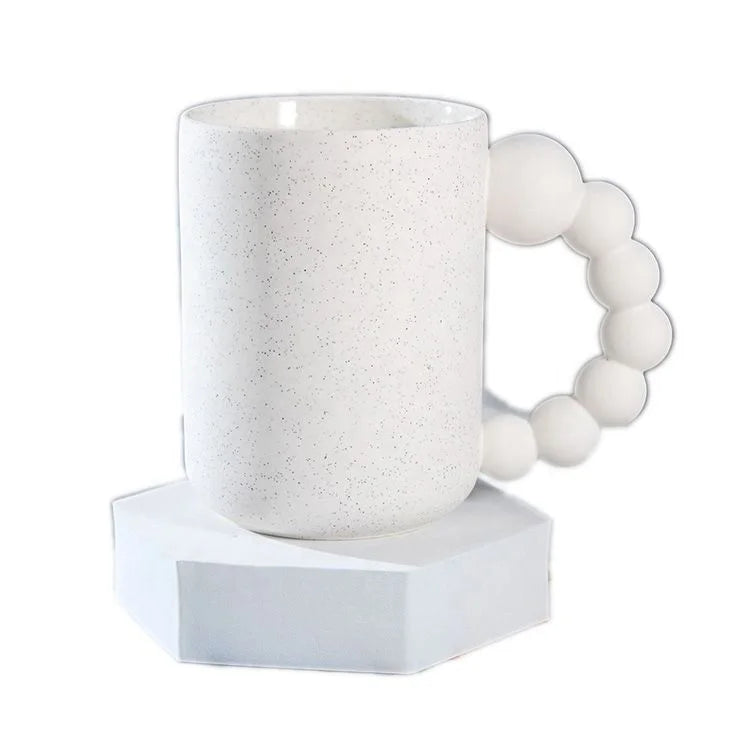 Custom Printed Logo Eco-Friendly Food Contact Safe Nordic Sugar Gourd Handle 500ml Porcelain Ceramic Mug Matte Business Gifts