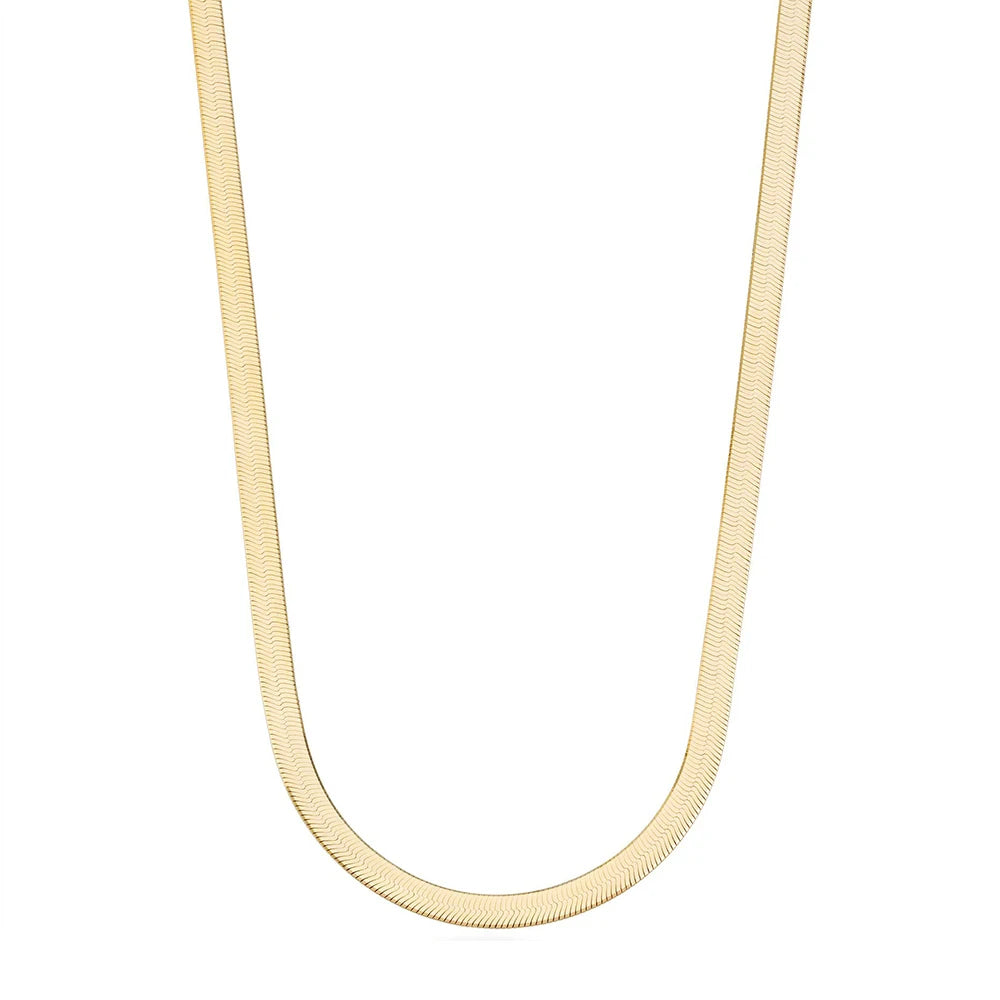 Daochong Custom 925 Sterling Silver Gold Plated 2.5Mm 3.5Mm 4.5Mm Flat Herringbone Chain Choker Necklace Jewelry