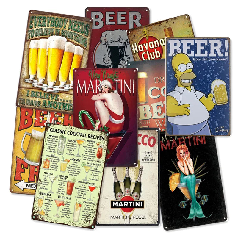 Enjoy Beer Vintage Metal Plate Tin Signs 20cm X 30cm Retro Wall Decor for Lounge Bar Cafe Home Kitchen Restaurant