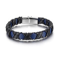 Vintage Handmade Braided Magnetic Hand Jewelry Stainless Steel Magnetic Clasp Leather Bracelet for Men