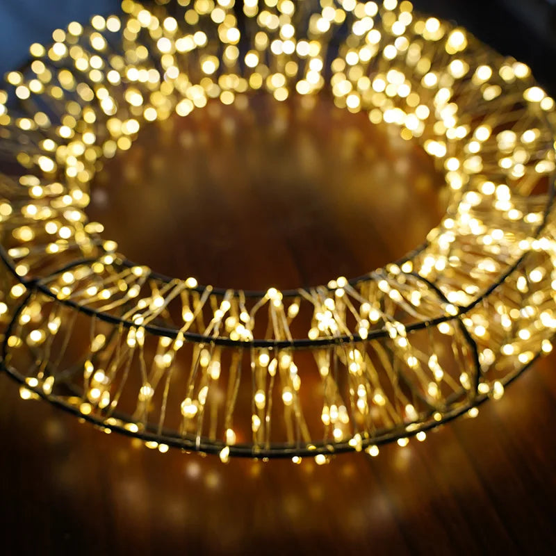 3D Round Ring Hanging Christmas String Lights for Outdoor Indoor Fairy Lights for Wall Home Decor Living Room Lights