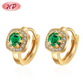 Bespoke Earrings by the Dozen Small Green Cubic Zirconia Huggie Hoop Earrings 18k Gold Plated Jewelry Design for Daily Use