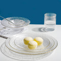 Elegant Clear Glass Dinnerware Tableware Gold Inlay Gold Rim Wedding Charger Plates Custom Beef Salad Color Enamel Eco-Friendly