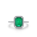 Fashion Fine Jewelry Green 5A 8A Zirconia Ring S925 Sterling Silver Rhodium Plated Emerald Cut Square Cubic Eternity Ring