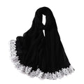 Wholesale of New Pearl Chiffon Malaysian Women's Fashionable Splicing Lace Cheap Scarves