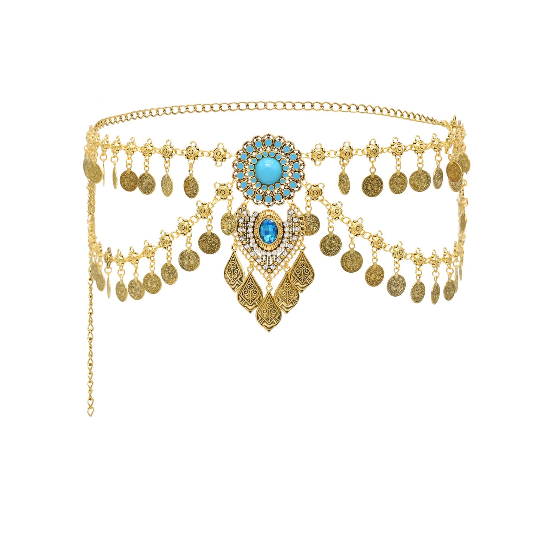 Bohemian Silver Gold Plated Colorful Bead Body Chain Leaves Flower Waist Belly Chain Belt