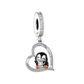 Fit Original Brand Charm Bracelet 925 Sterling Silver Penguin  Heart Bead for Women Jewelry Christmas Making 2022