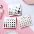 Wholesale Fashion Kids Jewelry Sets Gold Silver Black Women Mix Big Small Rhinestone Pearl Flower Star Stud Earrings