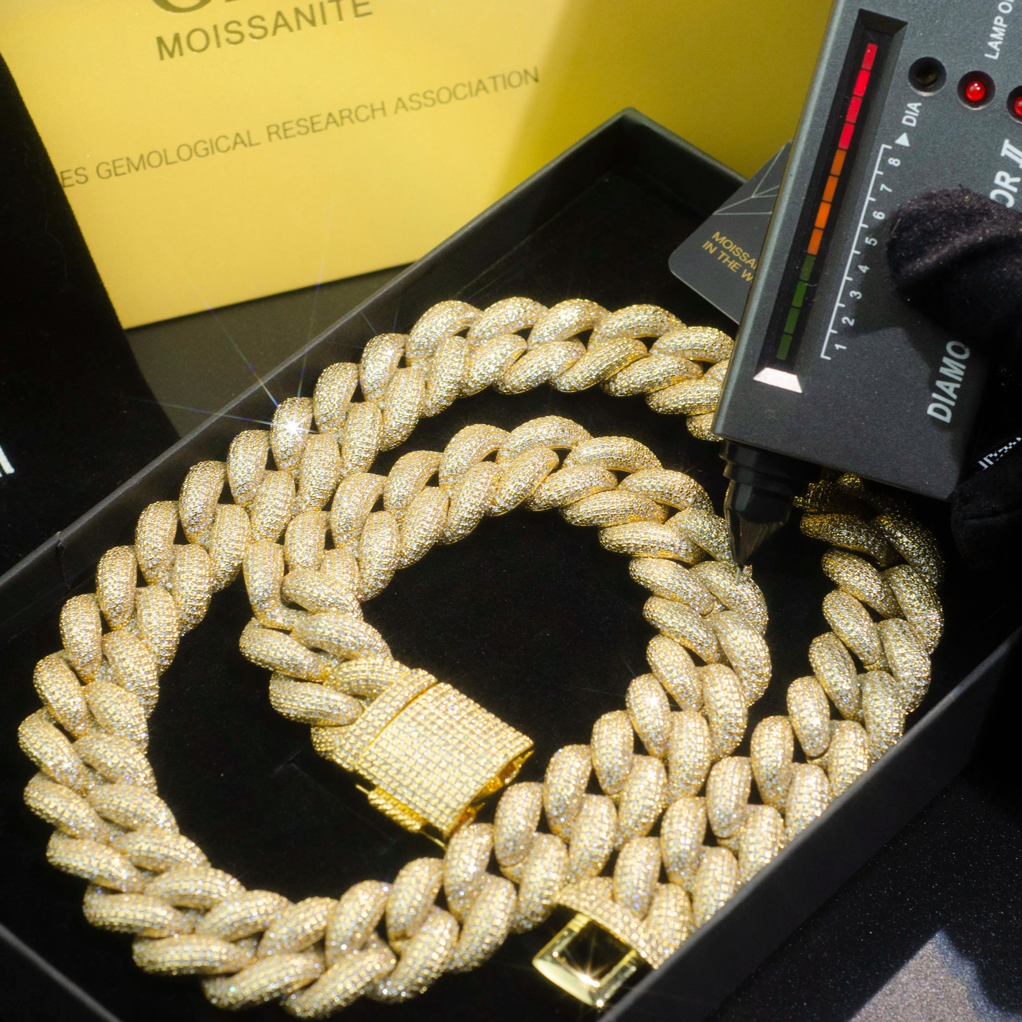 Trendy Wholesale 14MM VVS Diamond Cuban Chain Necklaces for a Unique and Elegant Look