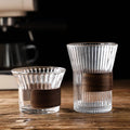 Wholesale Exquisite Tea Milk Water Iced American Latte Cup Mug Coffee Glass Cup With Wooden Holder