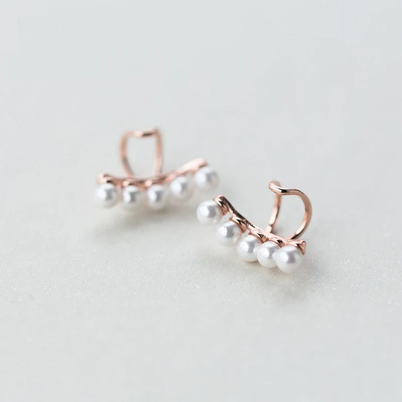 E3890 Yiwu Busheng 925 Sterling Silver Earrings Wholesale Pearl Earring Cuff Rose Gold Plated Earrings 2020