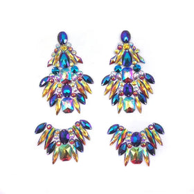 Customized Carnival Costume Accessories Eco-Friendly Gel Back Colorful Resin Stone Appliques Iron-on Rhinestone Patches