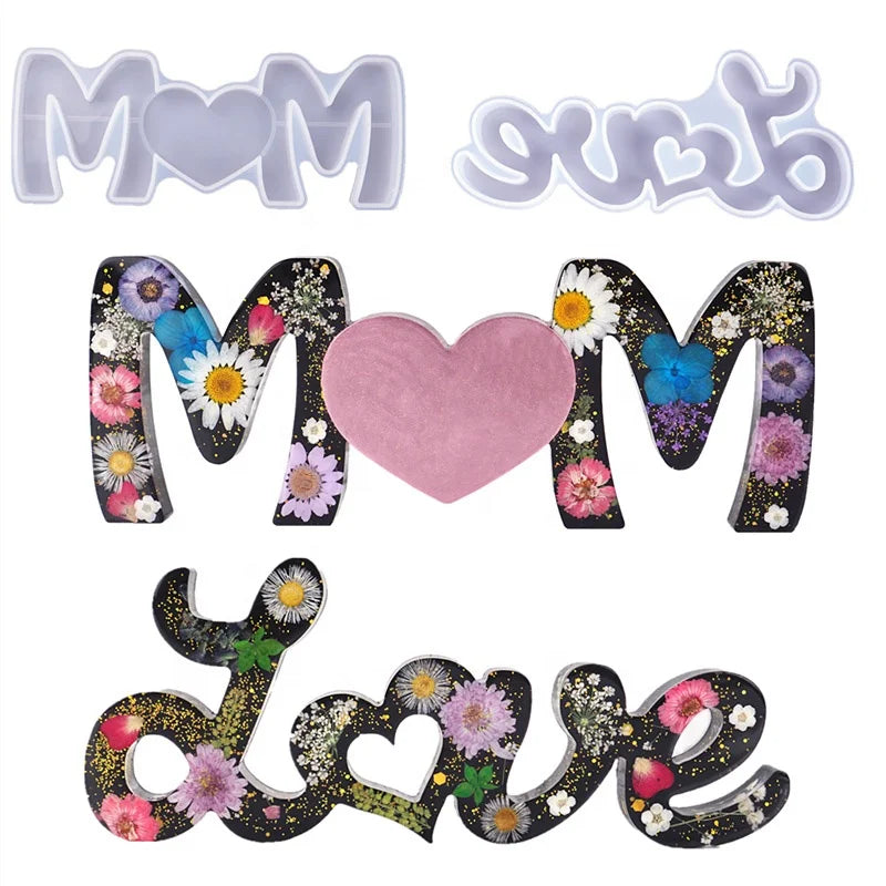 Love Mom Letter Silicone Mold Alphabet Sign Resin Mold for Mother's Day Gifts