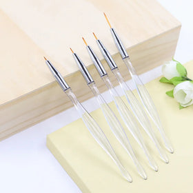 Wholesale Cheap Price Nails Tool Custom Clear Handle Striping Nylon Hair 5pcs Nail Art Brush Set