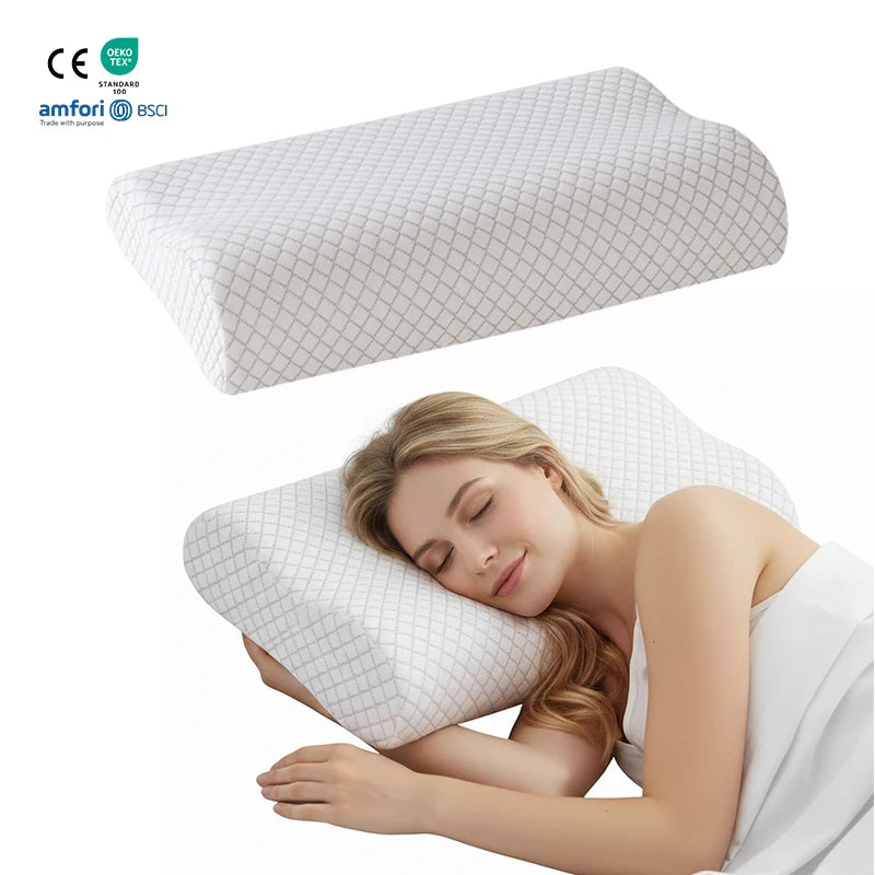 Breathable Therapeutic Ergonomic Orthopedic Contour Wave Shape Almohadas Ortopedicas Memory Foam Pillow with Removable Cover