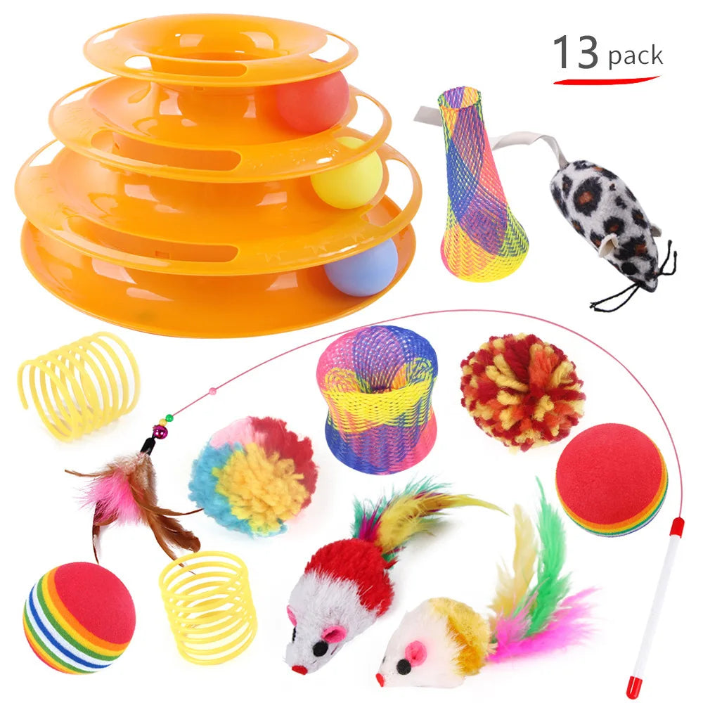 Multifunctional Kitten  Plush Mice Cat Toys with Catnip Turntable Cat Toy Popping Mouse Cat Toy