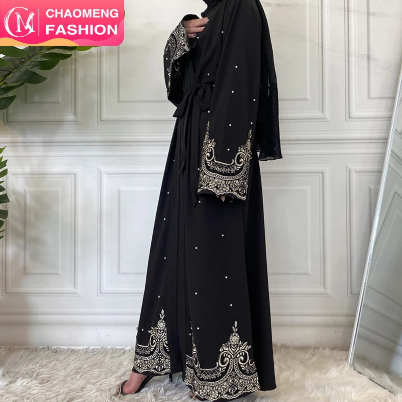 1684# Elegant Abaya in Dubai Size Luxury Ramadan Embroidery Pearls Islamic Clothing Women Muslim Modest Dresses