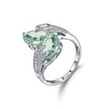 C6499R Abiding Fine Jewelry Hot Selling New Design Pear Shape 7X10 Prasiolite 925 Sterling Silver Ring Jewelry