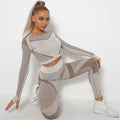 Women's Workout Clothing Ribbed Yoga Sets Fitness Wear Women Activewear Seamless High Waisted Gym Leggings Yoga Pants