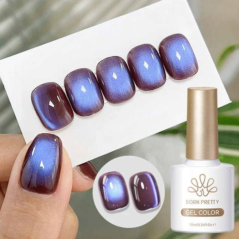 BORN PRETTY 10ml Indigo Eggplant Colored Cat Magnetic Gel Nail Polish New Ultra Shine Soak Off UV Gel Nail Art Varnish Supplies
