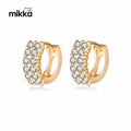 Elegant Gold 2 Rows Zircons Cartilage Earrings Copper Huggie Earrings for Fashion Jewelry Gift
