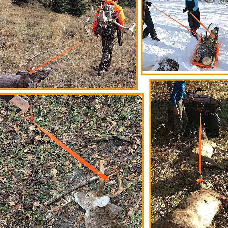 Waterproof Deer Sled Thickened Game Hauler Strap Heavy Duty Pull Rope for Easier Dragging Reduced Ground Friction Drag Deer
