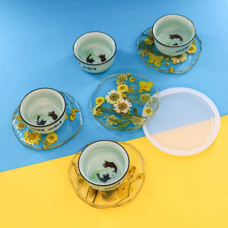 Circular Section Coasters Mirror Dripping Glue Mold Ins Wind Ornaments Placemat Epoxy Resin Silicone Mold Used for DIY Handmade