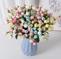 Simulated Rose Green Bud 15 Heads Mini Artificial Bouquets 34cm Mother's Day & Father's Day Hotel Wedding Family Decoration