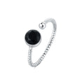 Twisted Black Zirconia Open Resizable Ring 925 Sterling Silver Casual Rings for Ladies
